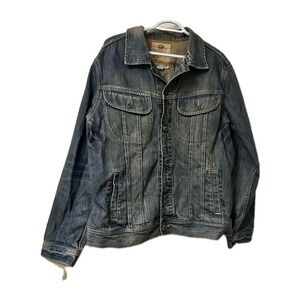VINTAGE Old Navy Jacket Mens Medium Blue Jean Denim Trucker Outdoor Coat 90s Vtg